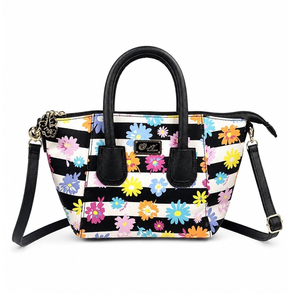 Betsey by Betsey Johnson Vintage Y2K Floral Stripe Mini Shoulder Bag Purse